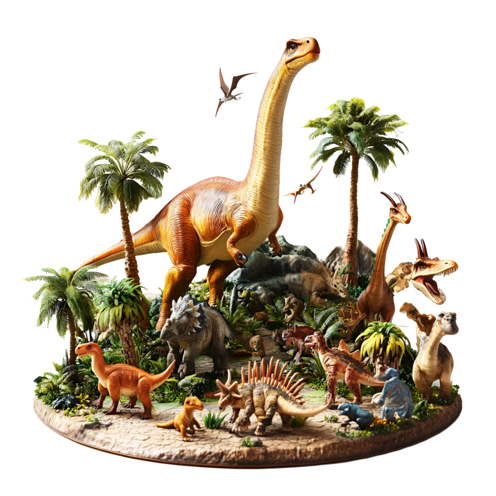 Prehistoric Island With Dinosaurs Transparent Background png