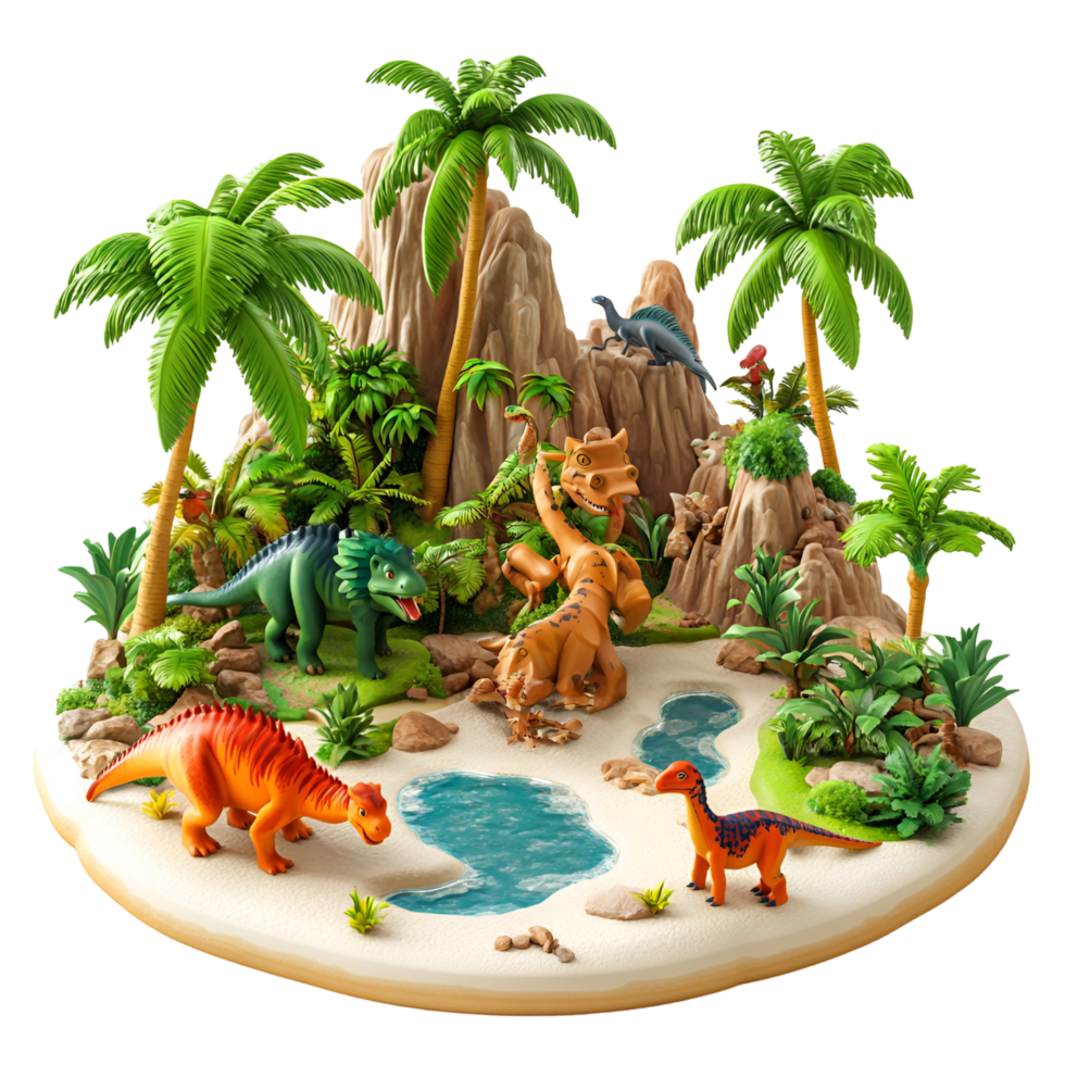 Dinosaur Island With Palm Trees Transparent Background png