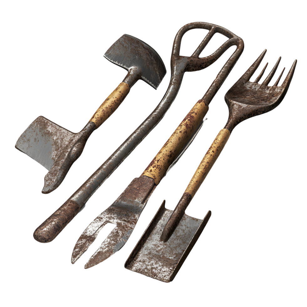 Traditional Agricultural Hand Tools Transparent Background png