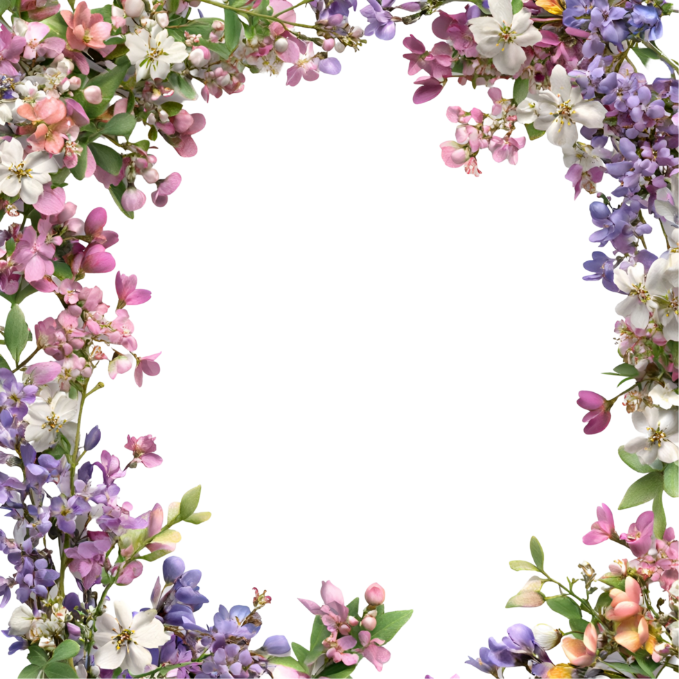 Vintage Floral Frame Design Transparent Background png