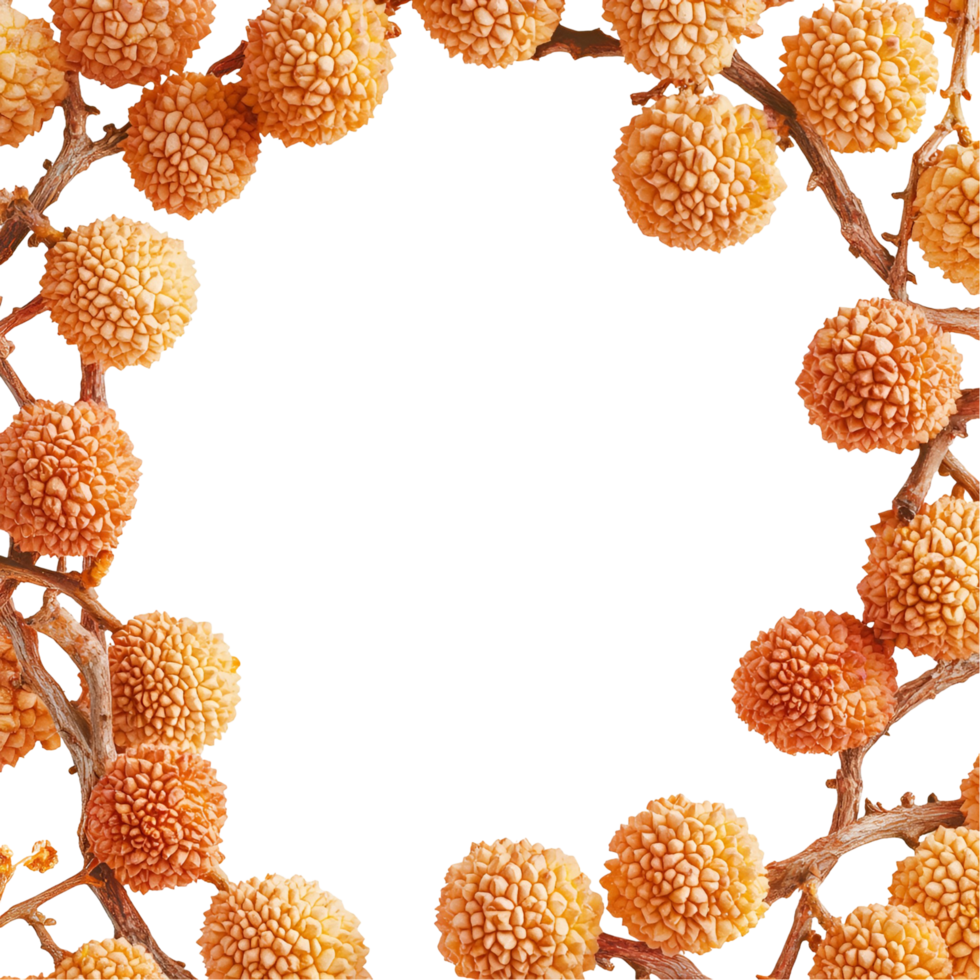 Rustic Dried Lychee Frame Transparent Background png
