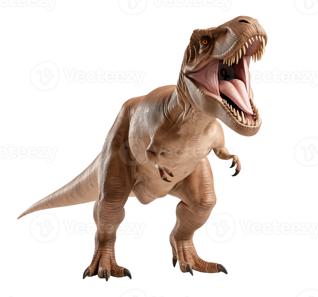 Ferocious t-rex roaring image isolated transparent. Jurassic predator sharp fangs. Trex dino extinct animal. Dinosaur tyrannosaurus cutout element object photography png