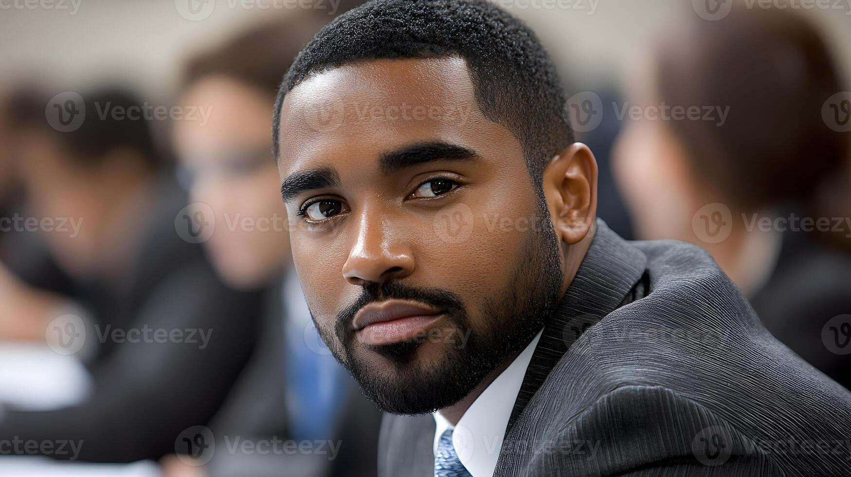 Diverse team attending business training session in an open office, seated in rows, focused on the presenter photo