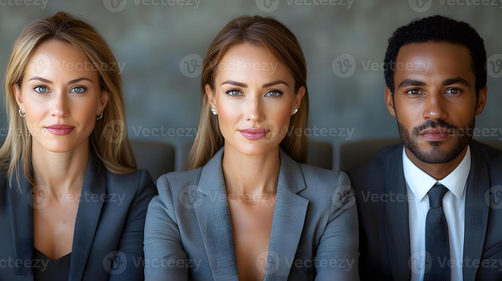 Business training seminar in office group of diverse employees sitting attentively on chairs in a modern meeting room photo