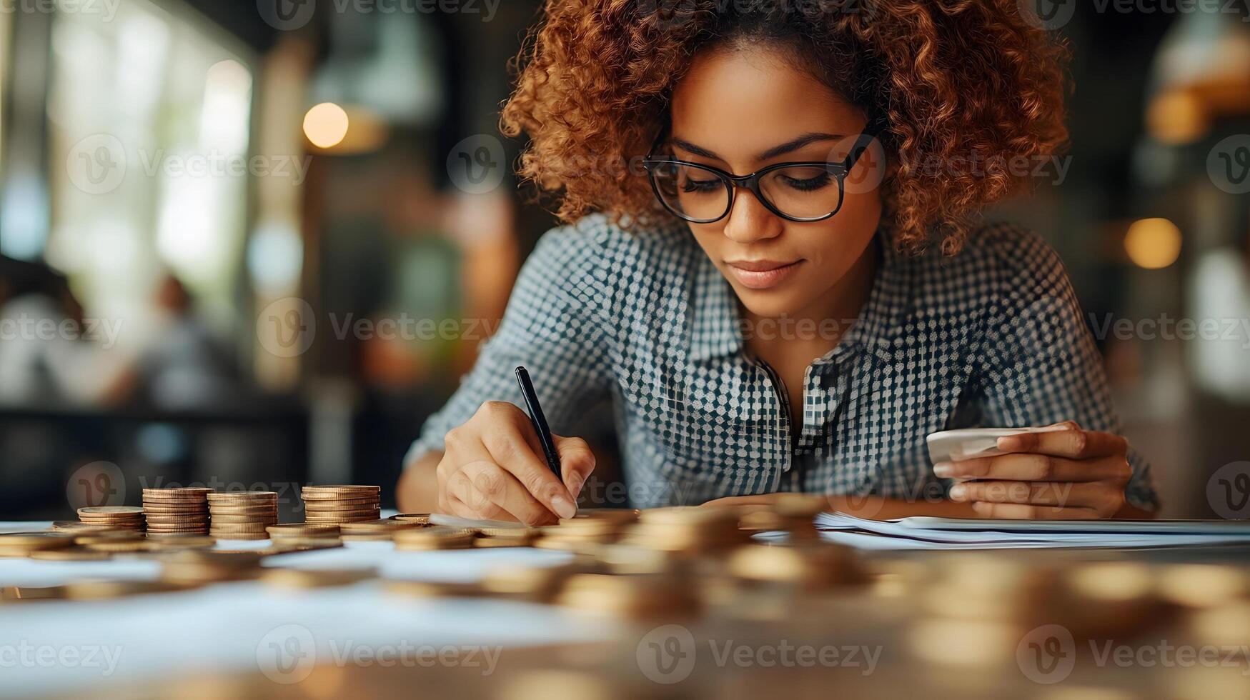 Digital link technology in finance, banker analyzing big data in tech-driven environment photo