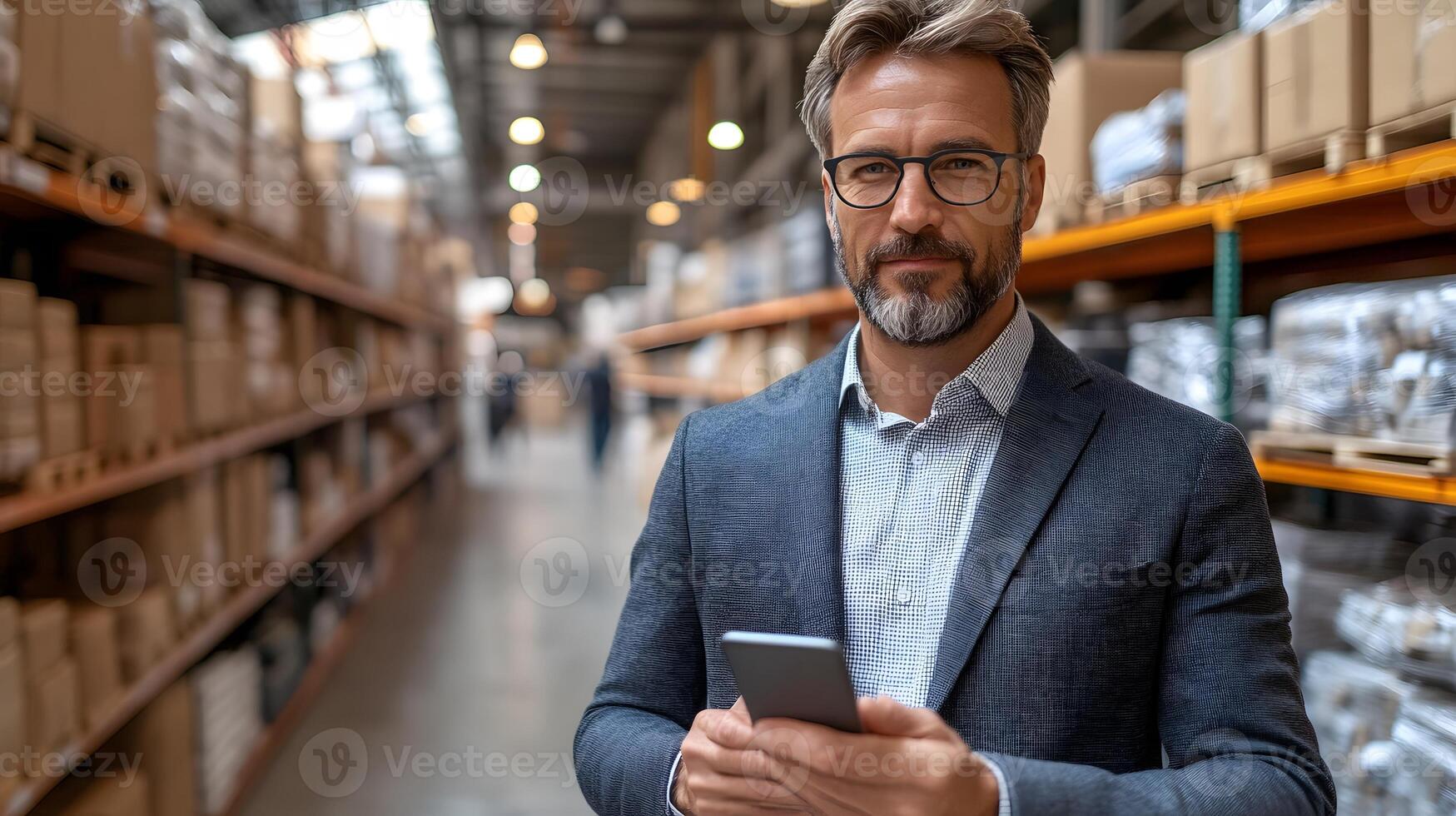 Professional in office, mobile phone displaying artificial intelligence hologram visuals extending beyond screen photo