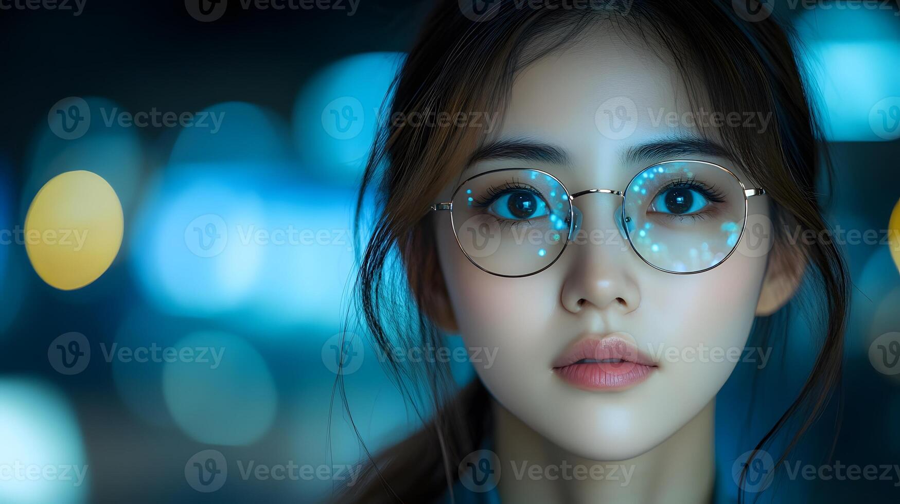 Tech professional integrating into workflow, immersive design with vibrant tech elements photo