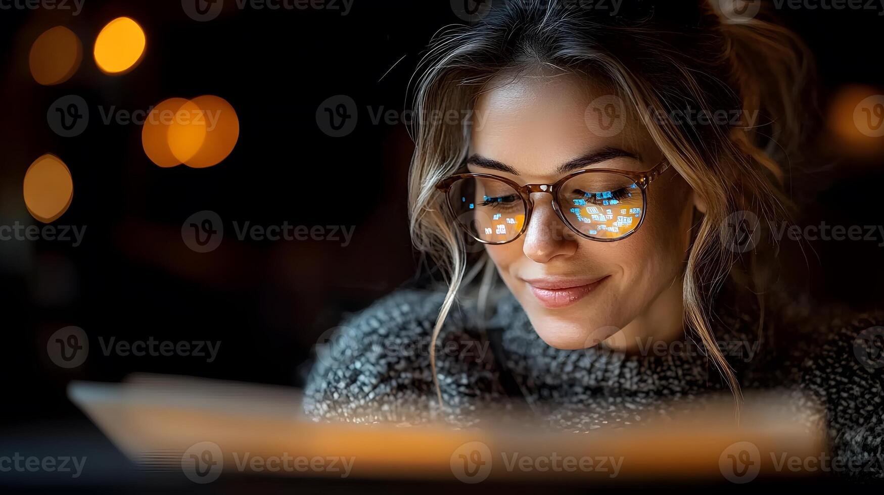 A professional explaining insurance options to clients with vibrant holograms in a modern setting photo