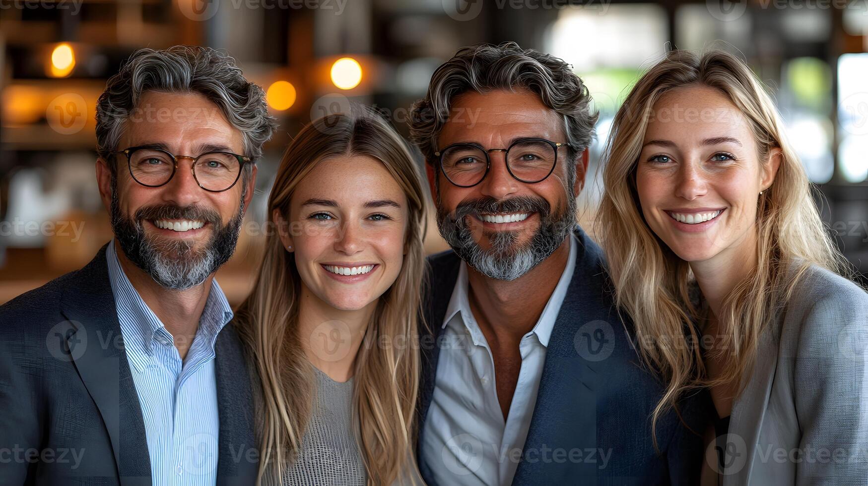 Professional business team with a digital network and abstract lines in the background symbolizing global reach photo
