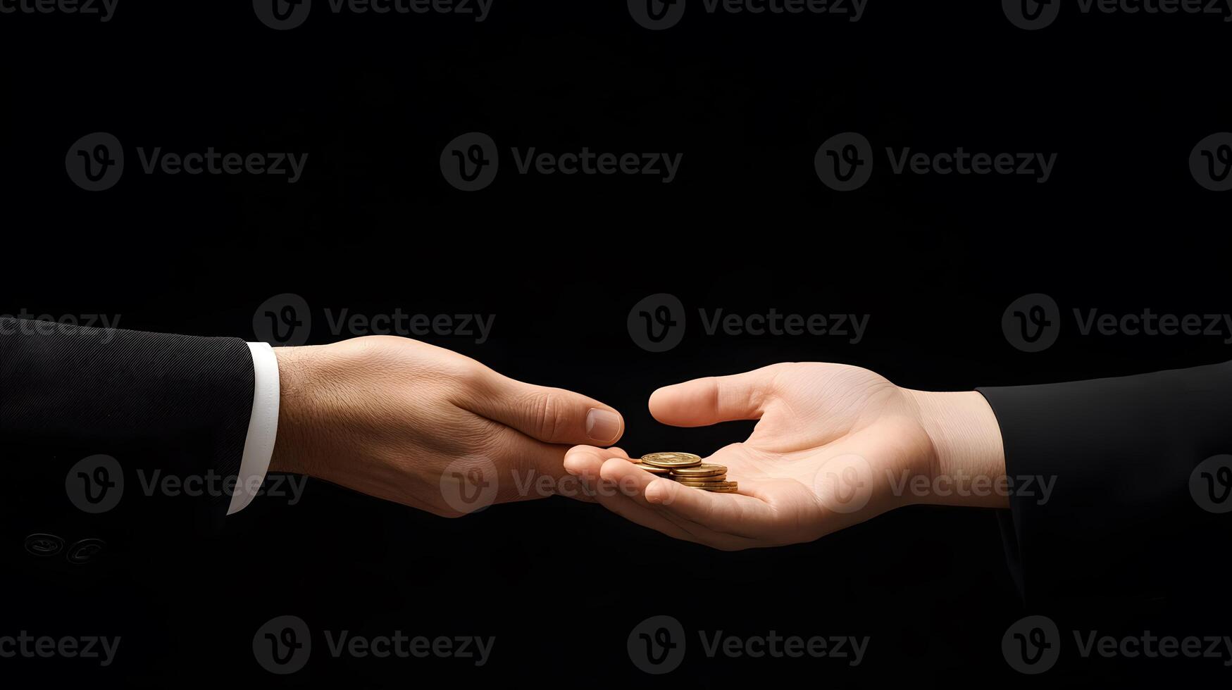 Euro money being exchanged between two hands, symbolizing business or trade photo