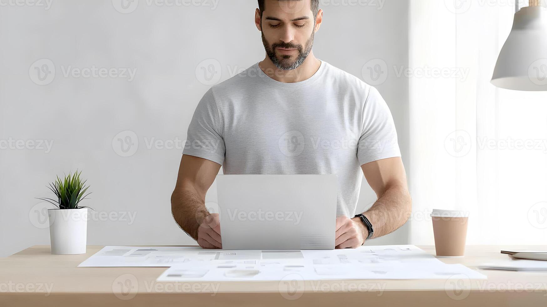 CEO preparing a New Year vision board filled with charts, graphs, and inspirational images photo