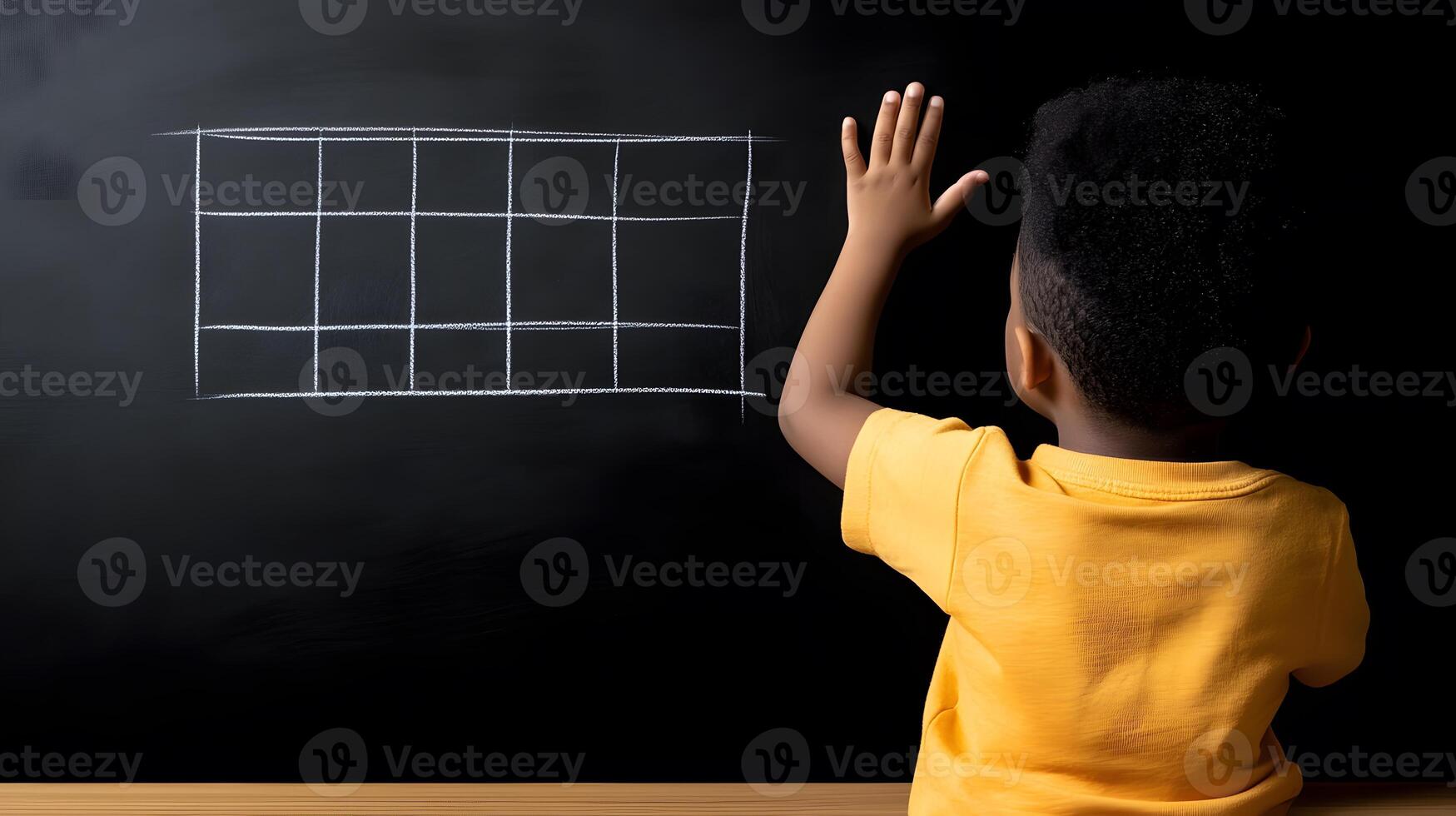 Student actively engaging in a math lesson with a teacher guiding on a chalkboard, classroom collaboration. photo