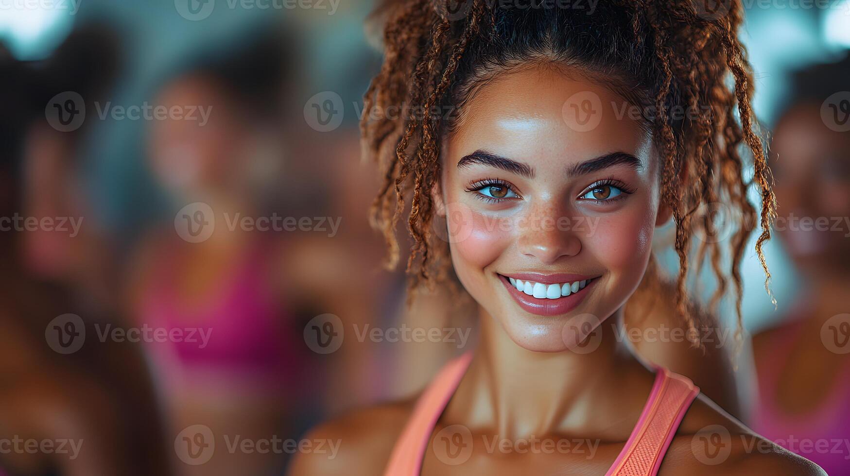 A group fitness class with people smiling and engaged in an energetic workout, reflecting motivation and community photo