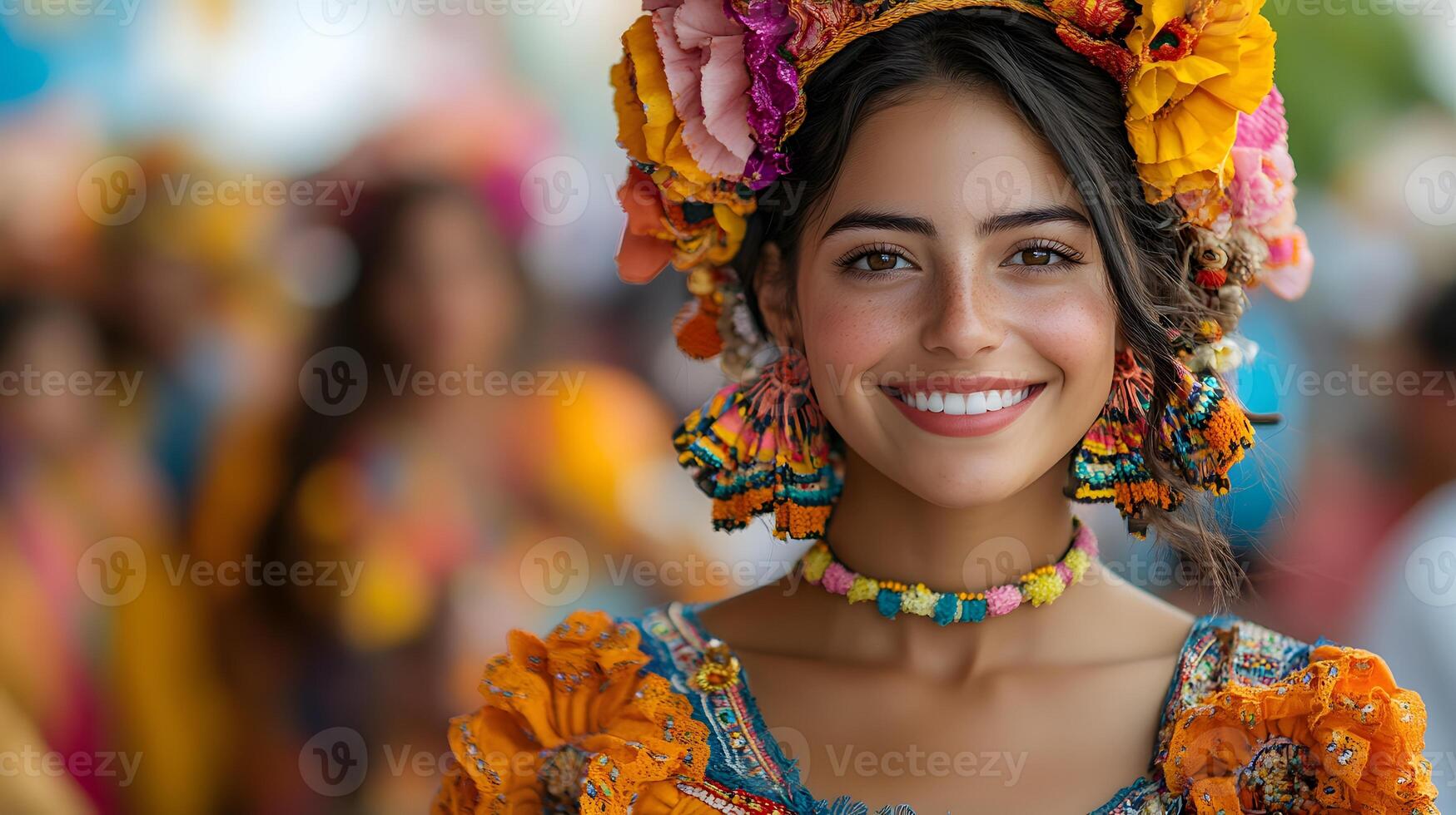festival featuring traditional costumes, dance, and music, with people celebrating in the streets photo