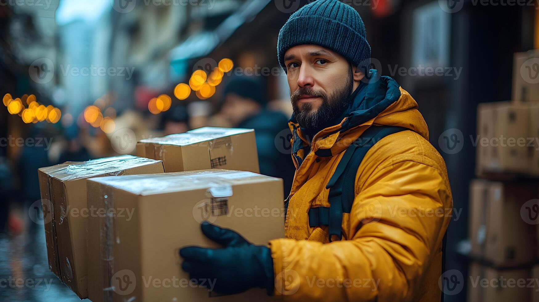 Courier delivering packages showing the end-to-end process of an online retail business photo