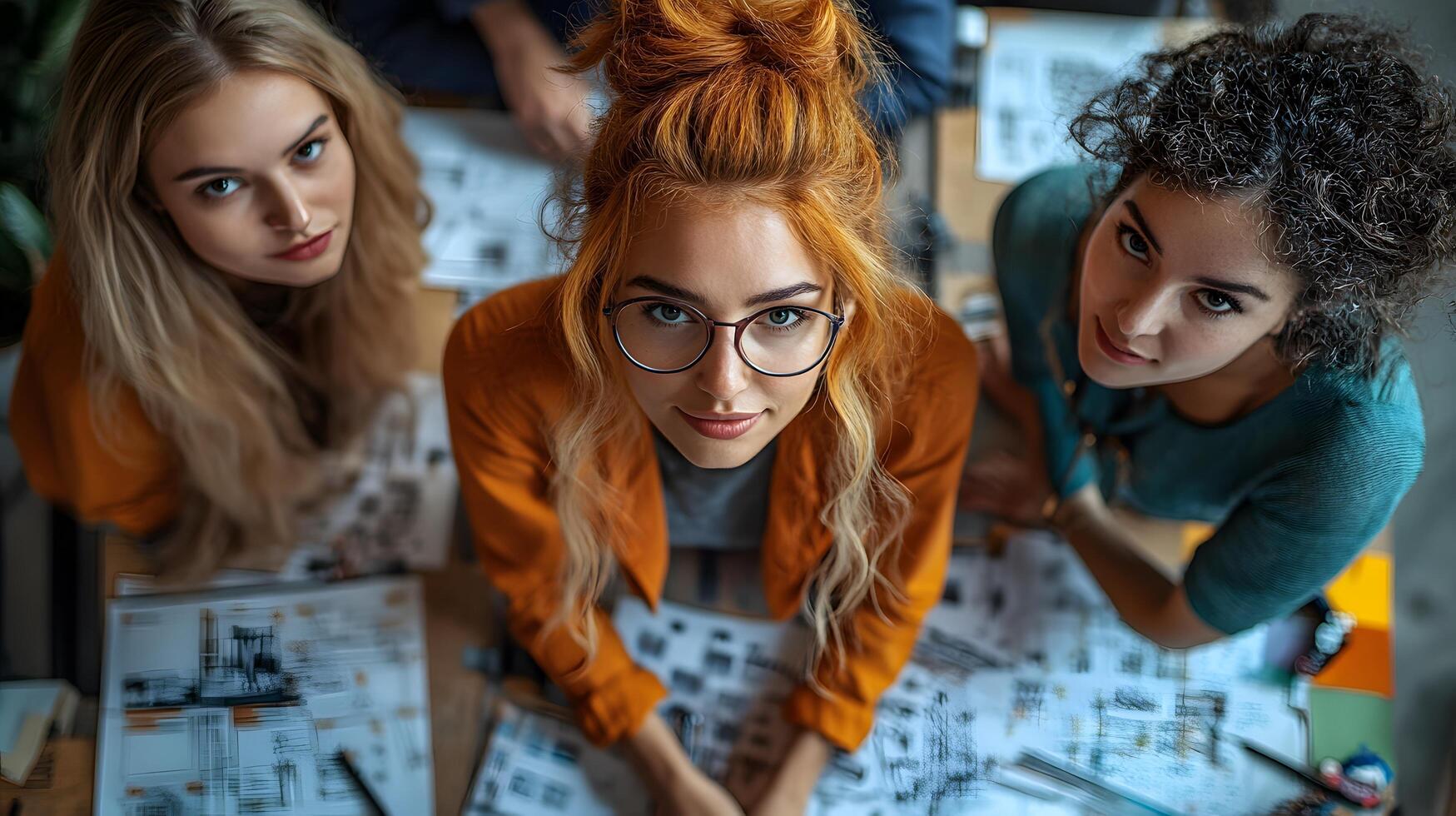 High-angle shot of a team collaborating on innovative market entry strategies photo