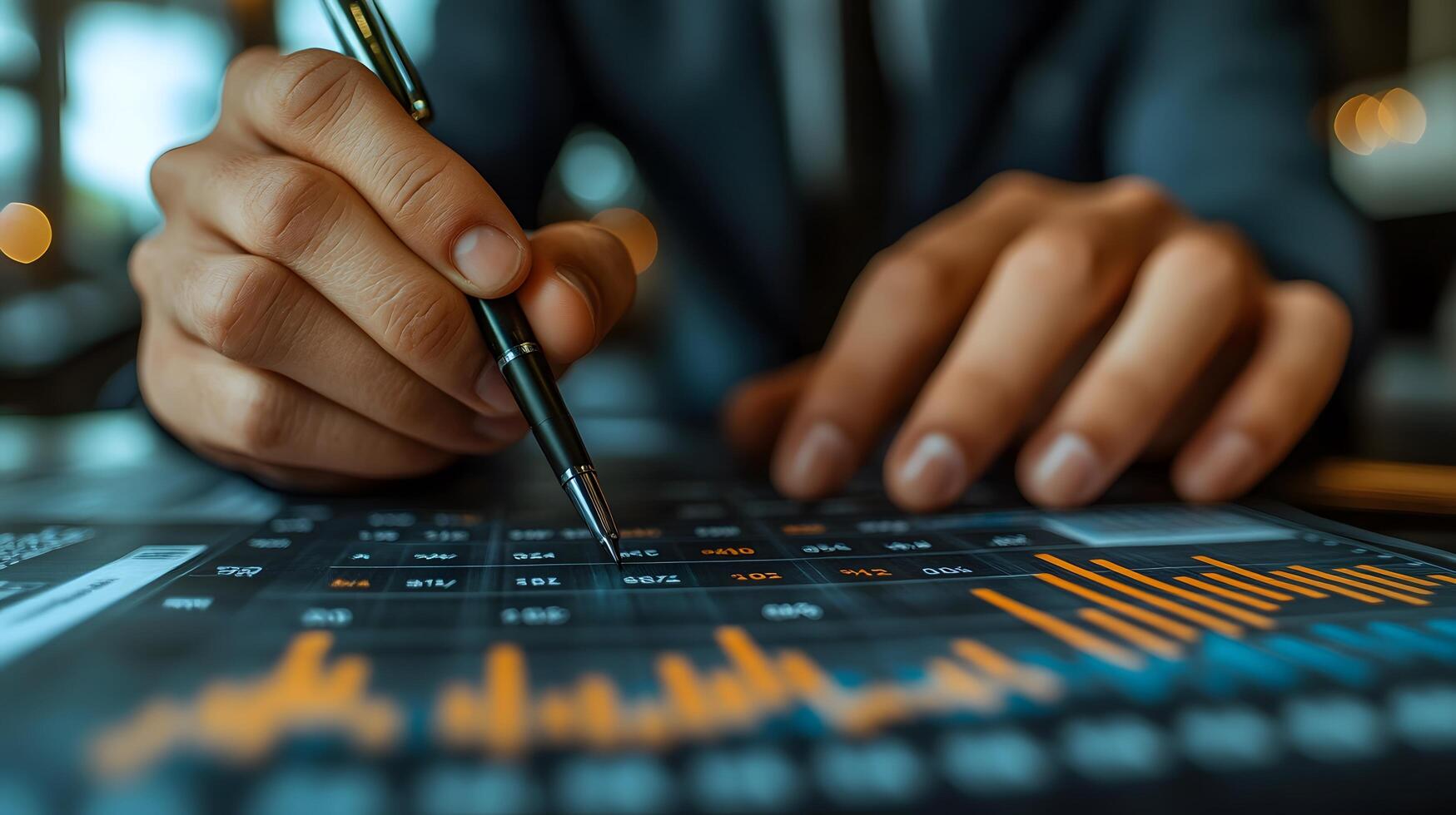 Financial analysts preparing predictive reports on market trends for investors photo