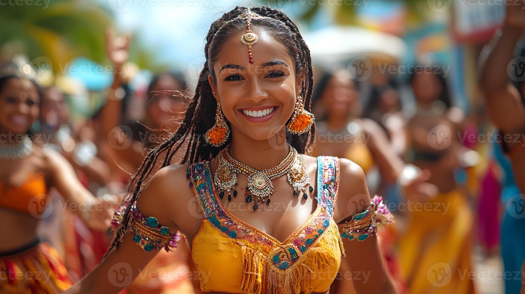 A cultural event showcasing traditional Mauritian music and dance in a public square for Independence Day photo
