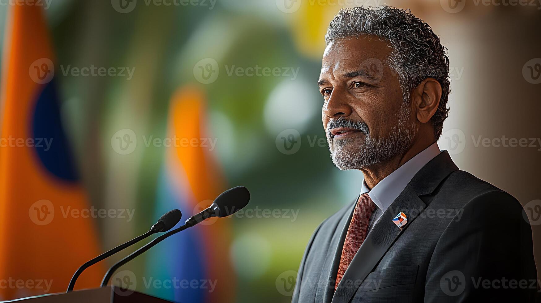 The Prime Minister of Mauritius delivering a speech at a public ceremony for Independence Day photo