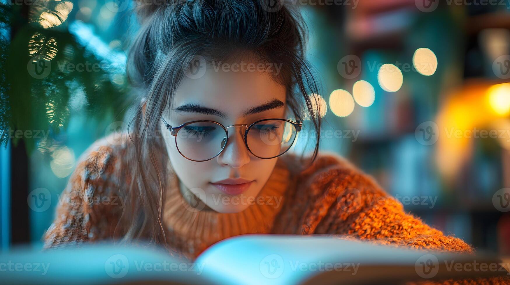Teenager using a voice assistant to organize study schedules in a bright study room photo