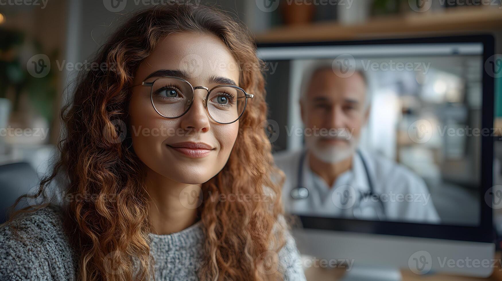Doctor explaining AI detected issues during a remote consultation with a patient. photo
