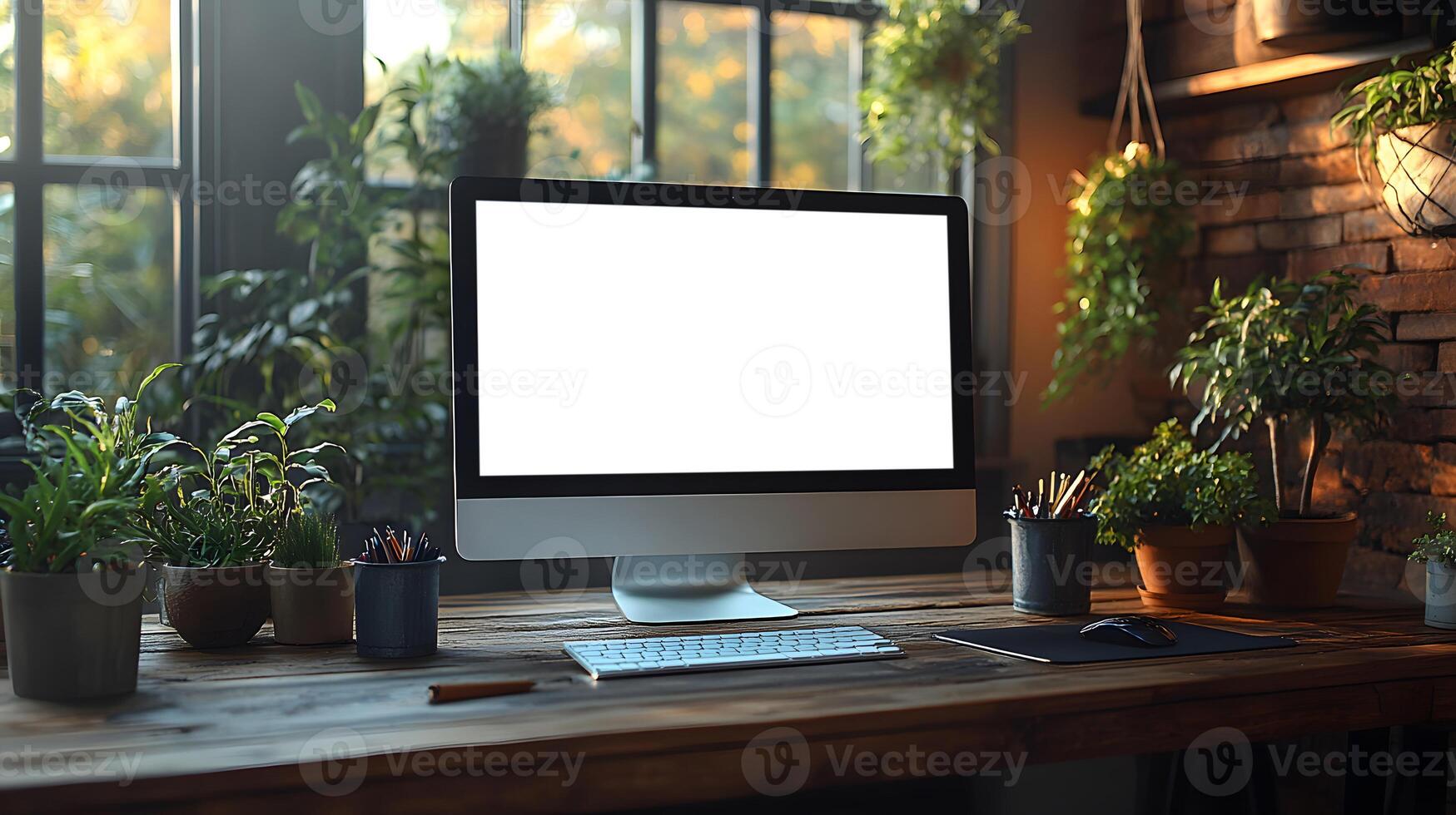 Modern professional desk setup including computer no screen content clipboard calculator coffee mug photo