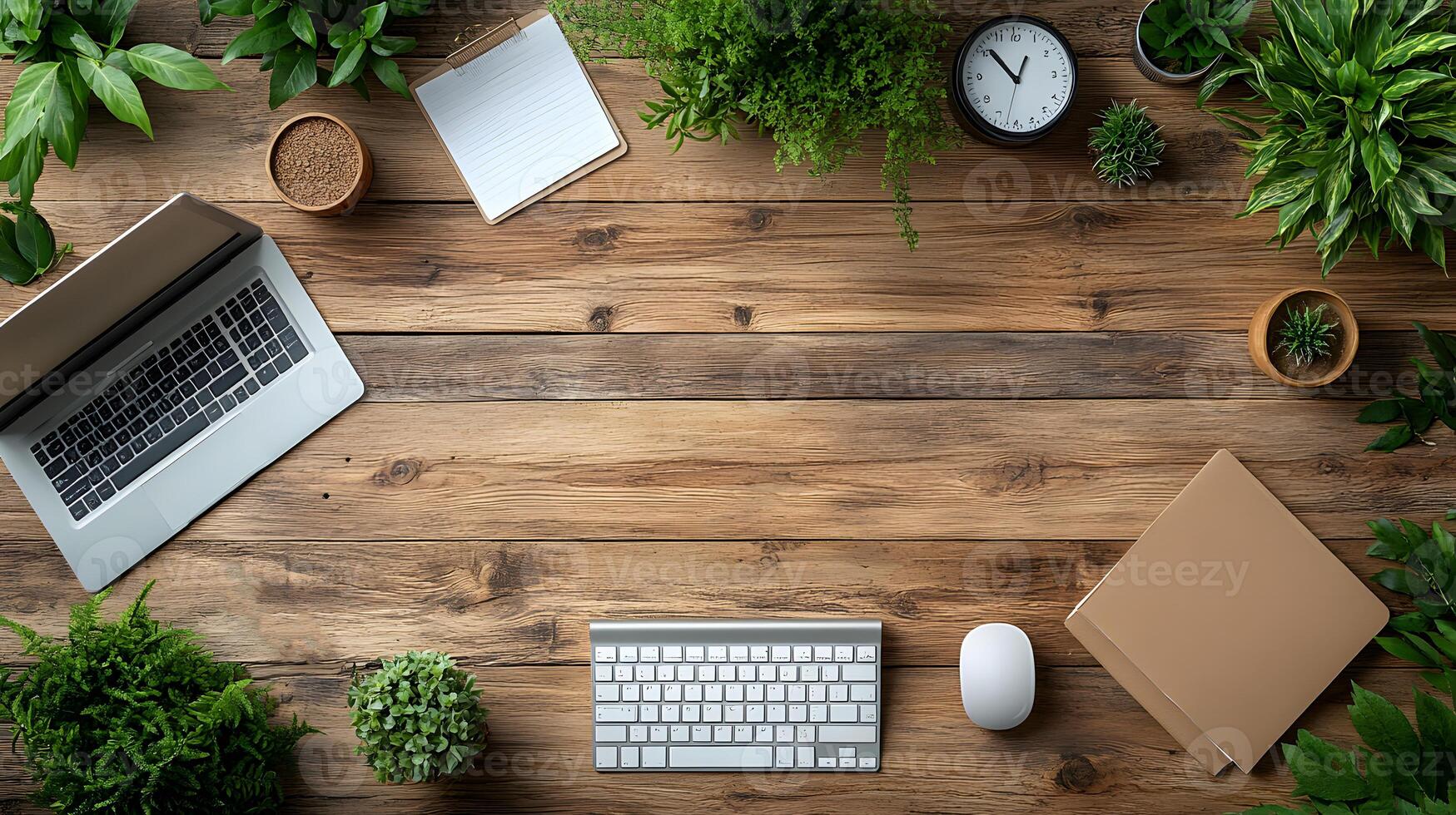 Neatly arranged office desk with professional layout. photo
