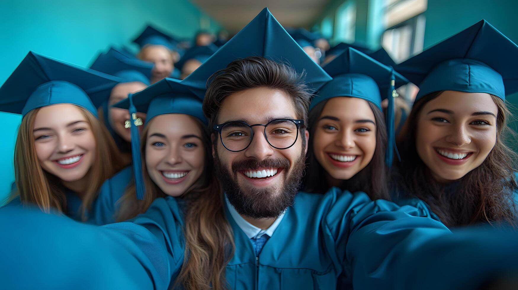 art in papercut style showing graduates taking group selfie joyful vibe 8K realistic photo