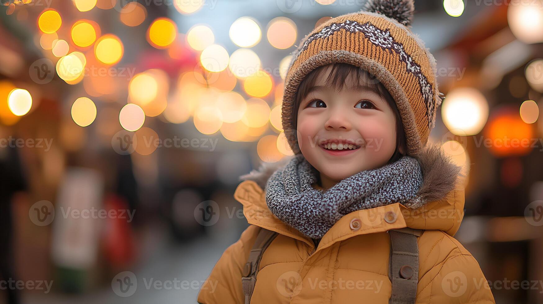 Happy families enjoying the lively atmosphere of a street carnival, photo