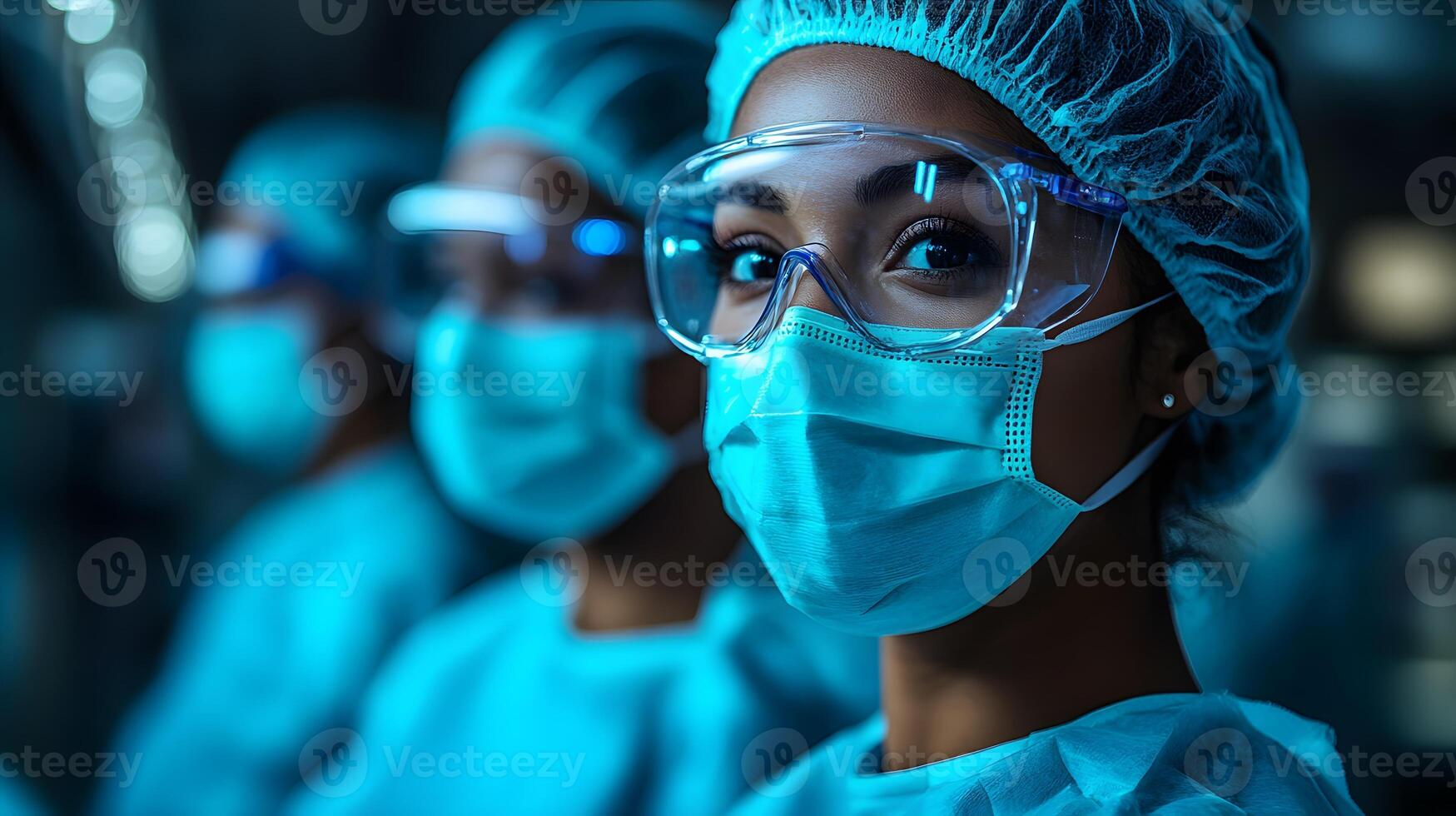 Healthcare workers preparing for a surgery with technology-driven tools photo