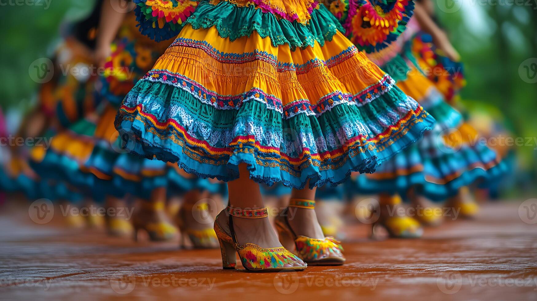 Hispanic cultural pride on display with traditional dancers and live music at a festival, 8K high quality realistic images, photo