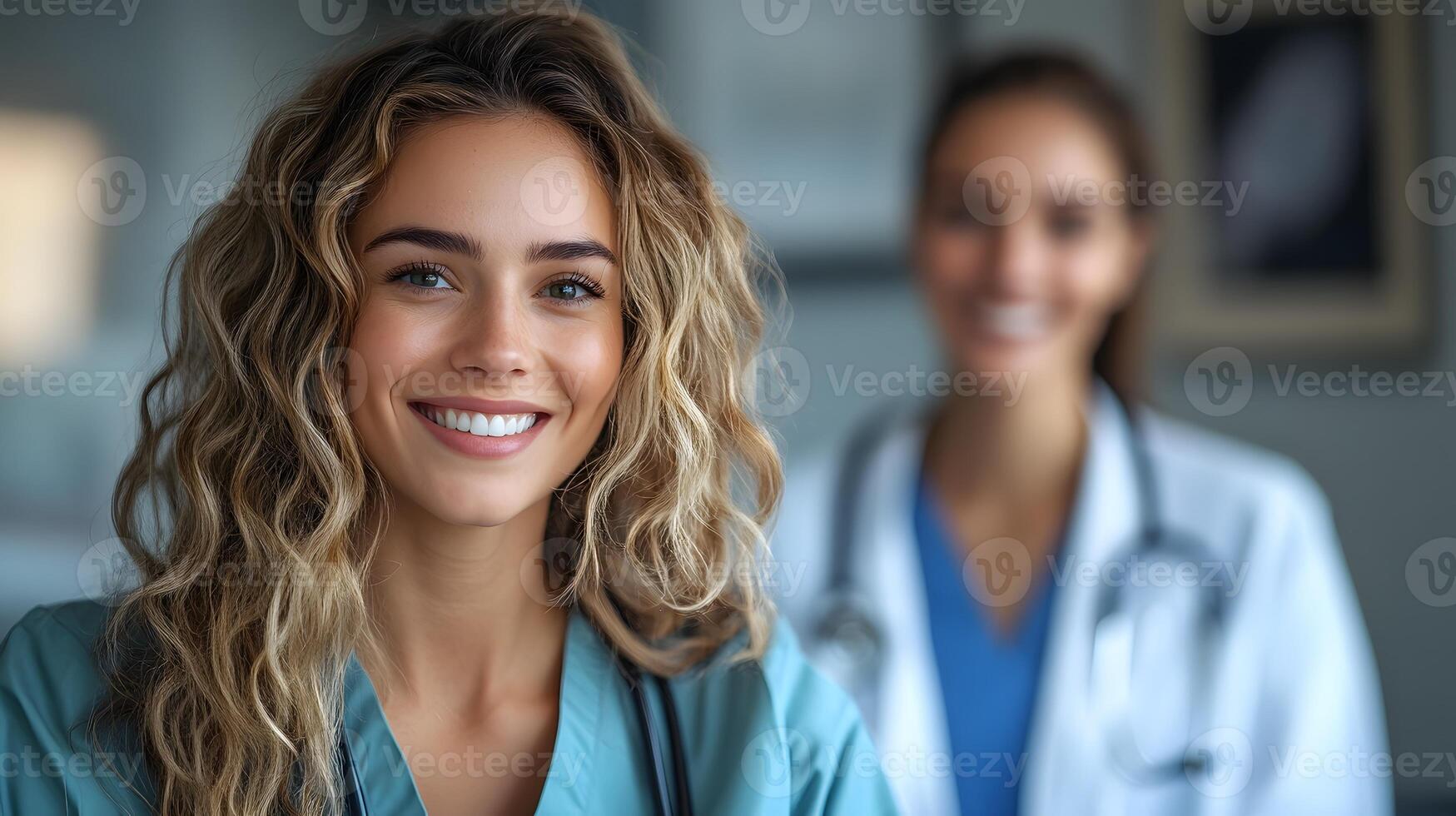 A healthcare worker assisting a patient, emphasizing the role of healthcare professionals in society, 8K high resolution with copy space photo