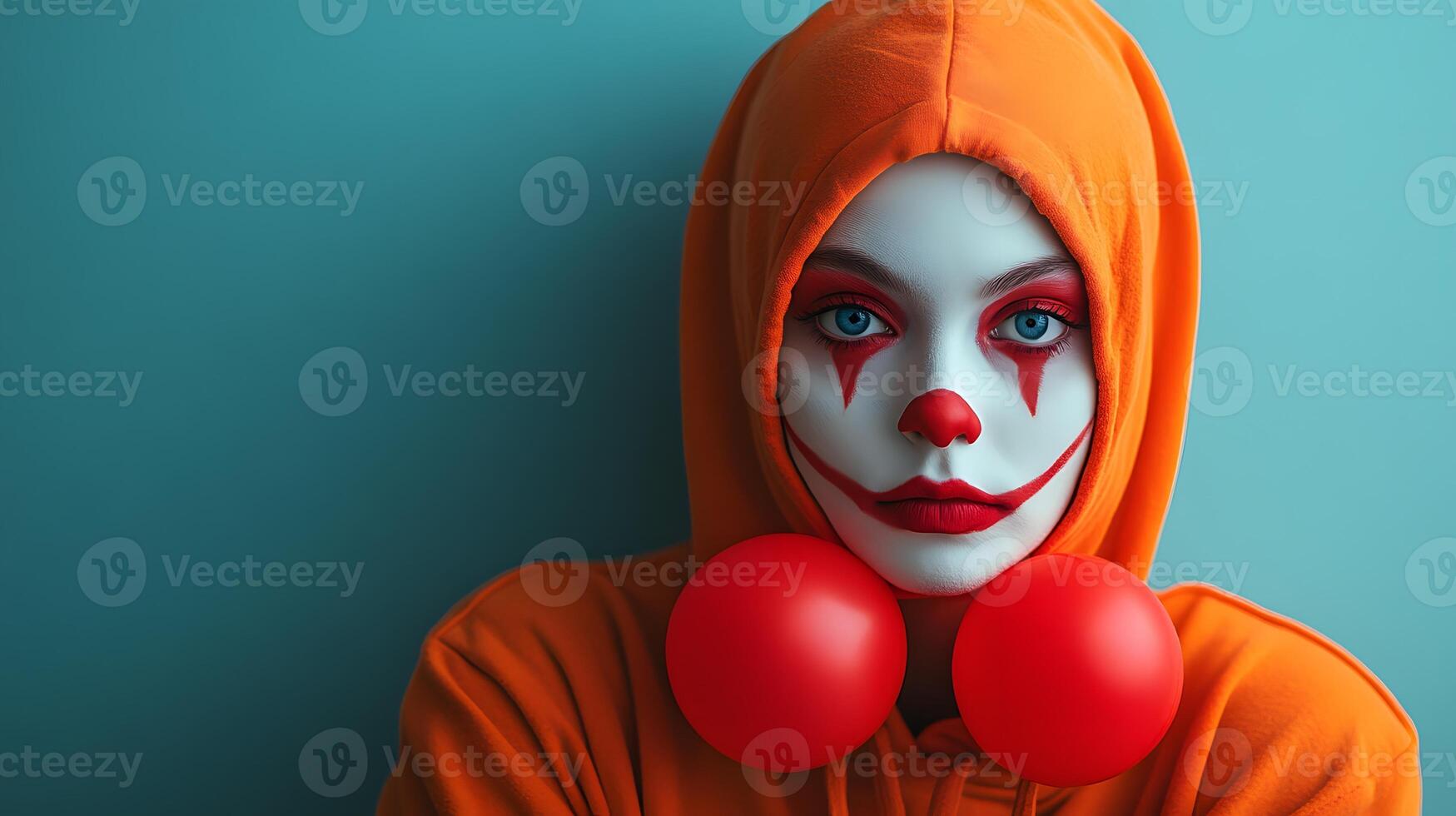 A person in a silly disguise, engaging in an April Fools prank, 8K high resolution with copy space photo