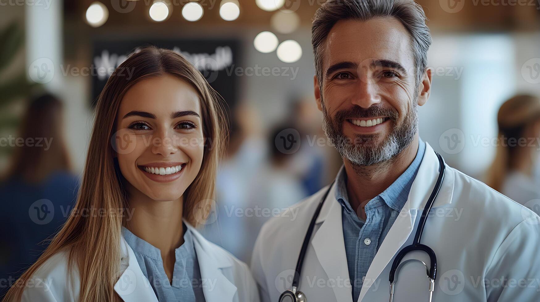 A doctor and a nurse working together to promote health awareness on World Health Day, 8K high resolution with copy space photo