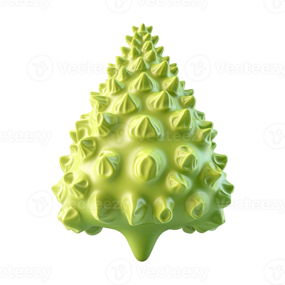 A stylized green object resembling a spiky and textured tree png