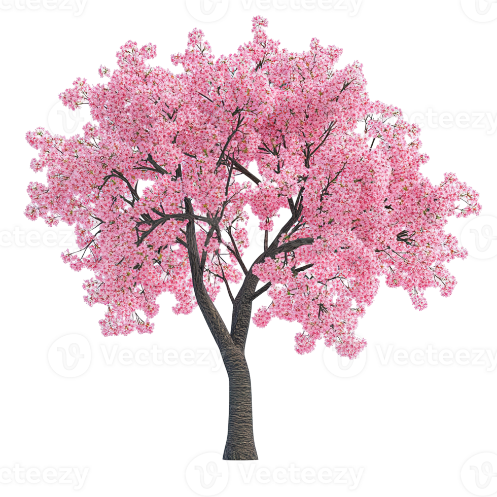 A beautiful tree with vibrant pink flowers in full bloom png