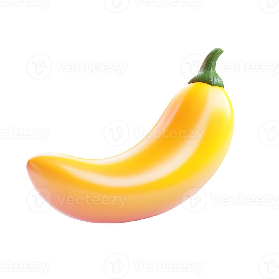 A yellow chili pepper shows a bright curving and smooth appearance png