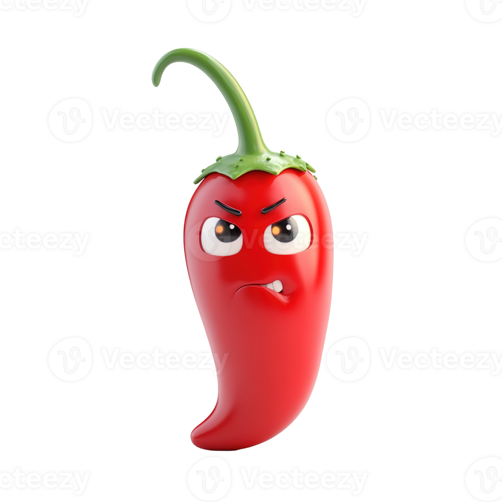 A cartoon chili pepper with an angry facial expression png