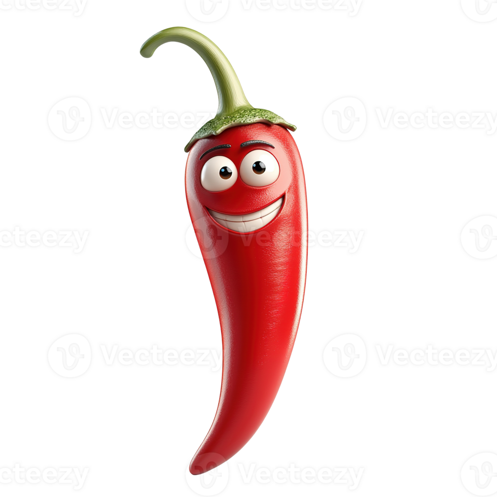 A Smiling Red Chili Pepper Vegetable Character With Face png