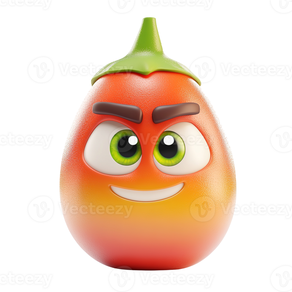 A Cartoon Red Pepper Character With Friendly Expression And Green Eyes png