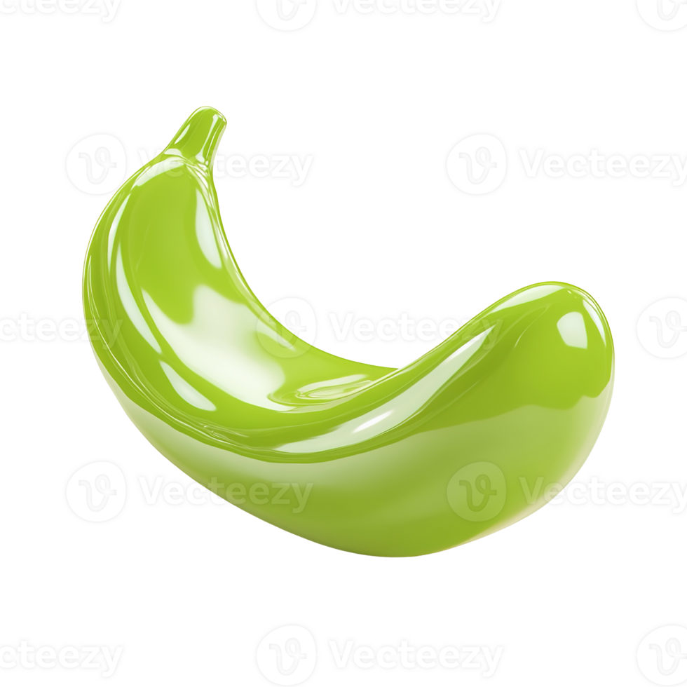 A single green curved fruit object is shown on display png