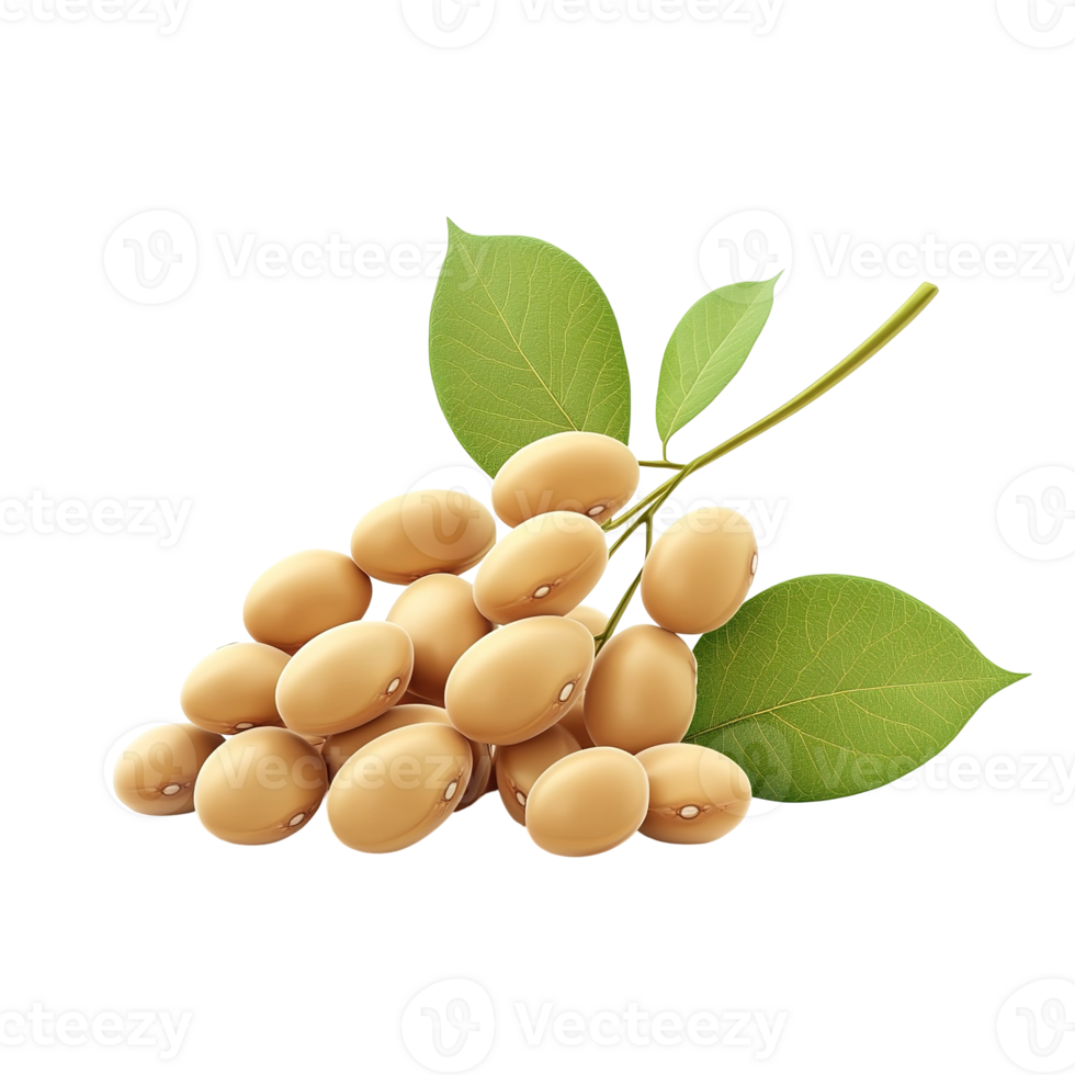 Freshly harvested soy beans and green leaves are displayed naturally png