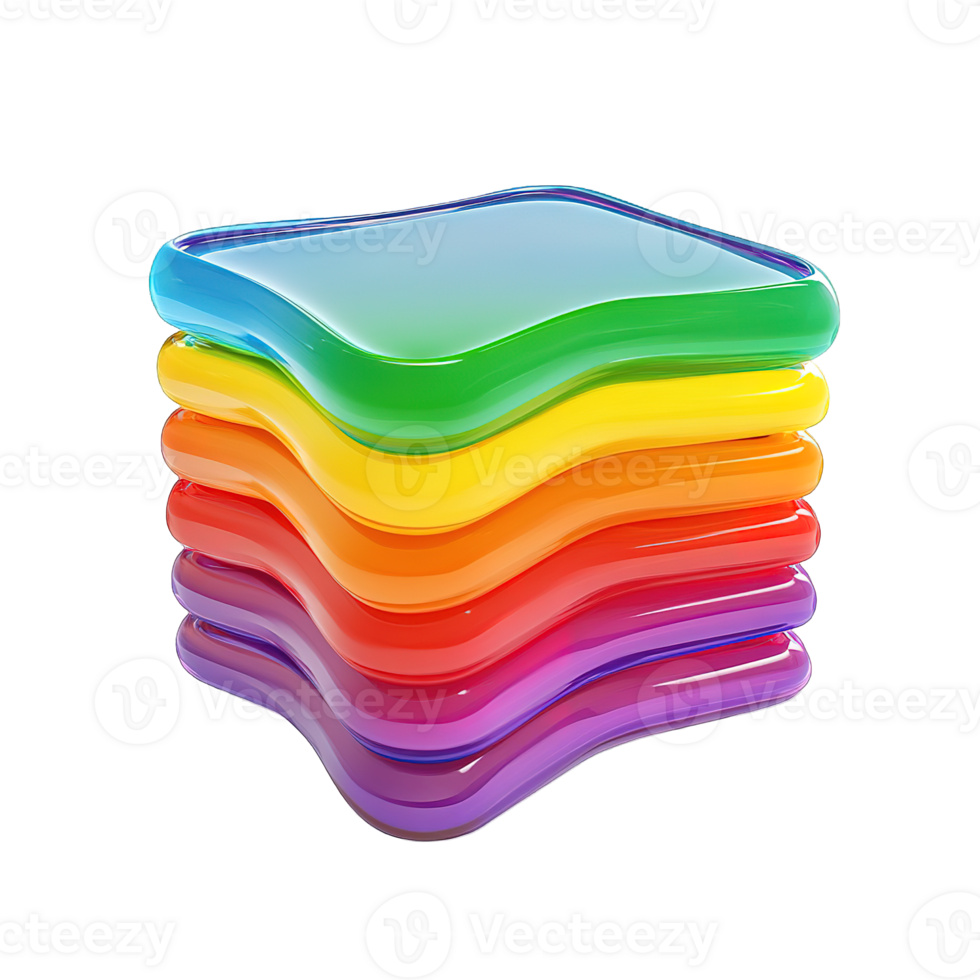 A stack of colorful and glossy layers representing the rainbow colors png