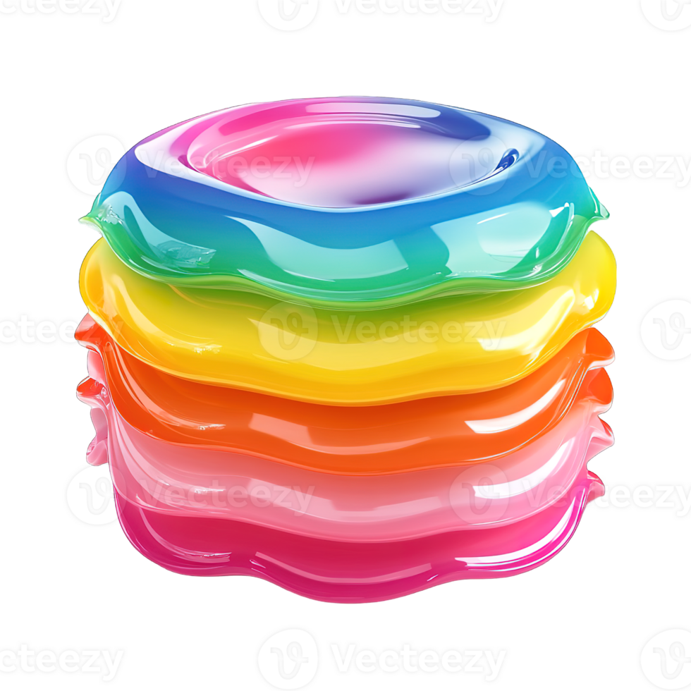 A Stack of Vibrant Colorful Glossy Layers with Reflections png