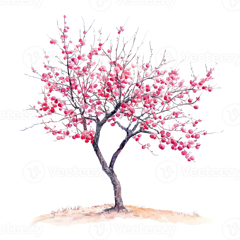 A beautiful tree blossoming with delicate pink flowers on its branches png
