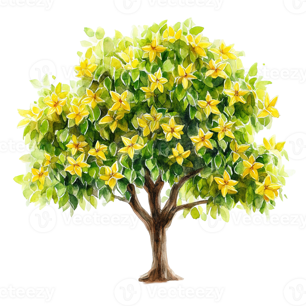 A beautiful watercolor painting of a blooming flowering tree png