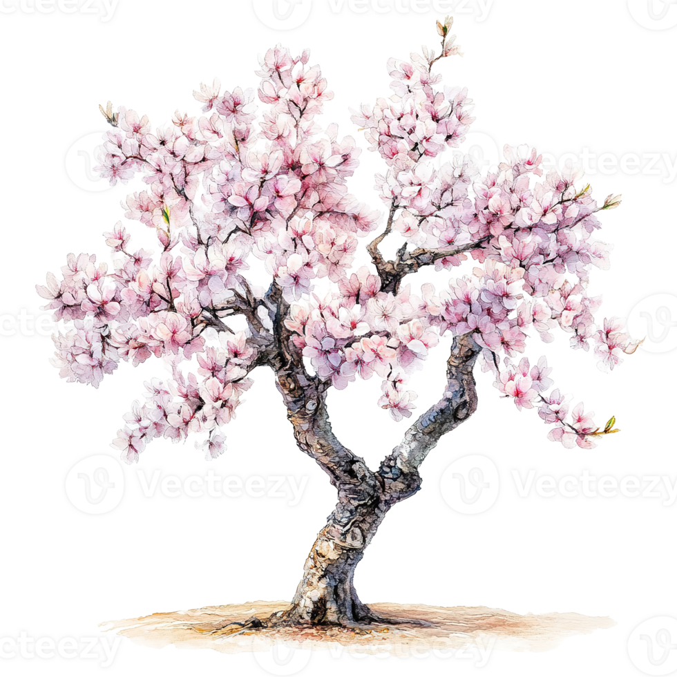 An elegant blossoming tree with many beautiful delicate pink flowers png