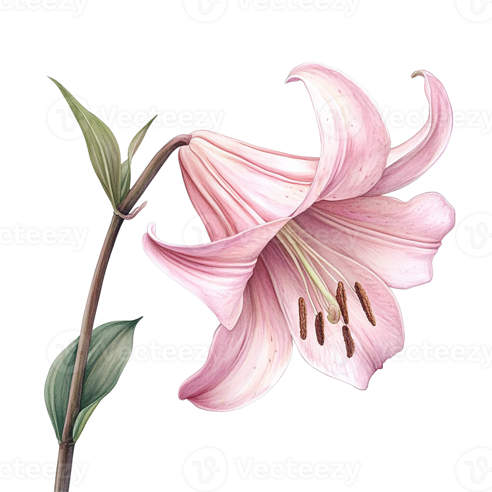 A detailed close up image of a pink lily flower png