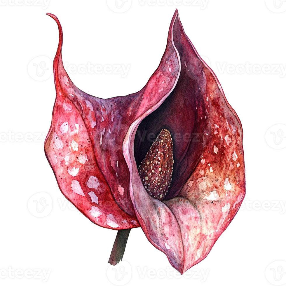 Beautiful watercolor painting showcasing a singular vibrant flower bloom png