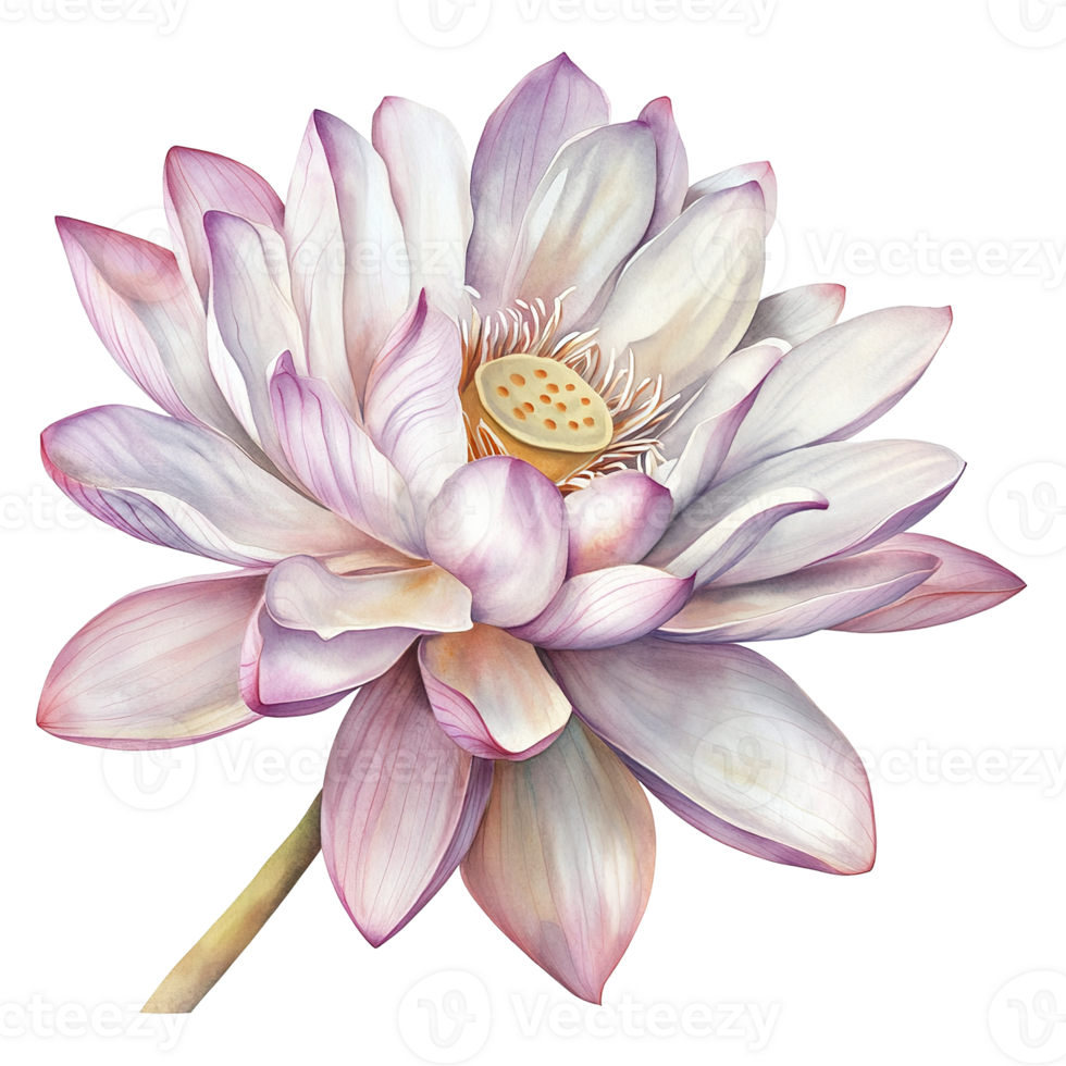 A beautiful watercolor painting of a blooming water lotus flower png